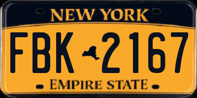 NY license plate FBK2167