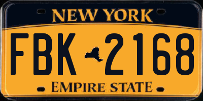 NY license plate FBK2168