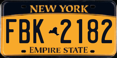 NY license plate FBK2182