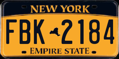 NY license plate FBK2184
