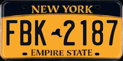NY license plate FBK2187