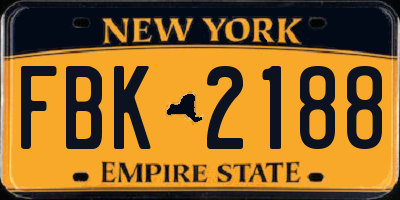 NY license plate FBK2188