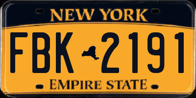 NY license plate FBK2191