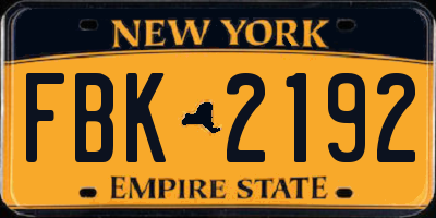 NY license plate FBK2192