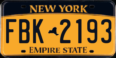 NY license plate FBK2193