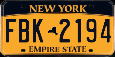NY license plate FBK2194