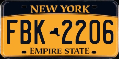 NY license plate FBK2206