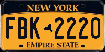 NY license plate FBK2220