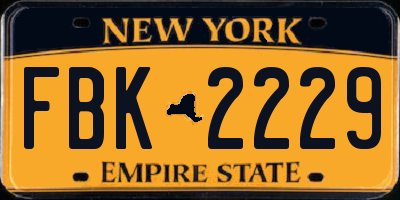 NY license plate FBK2229
