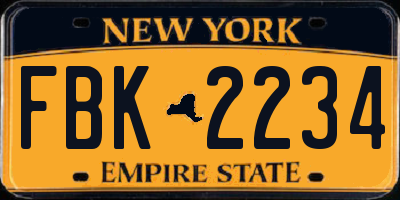 NY license plate FBK2234