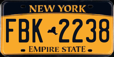 NY license plate FBK2238