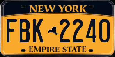 NY license plate FBK2240