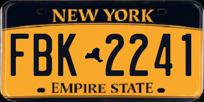 NY license plate FBK2241