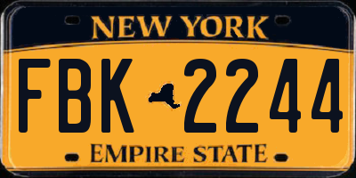NY license plate FBK2244