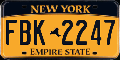 NY license plate FBK2247