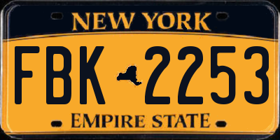 NY license plate FBK2253