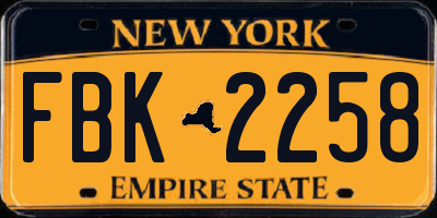NY license plate FBK2258