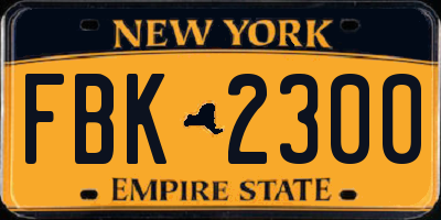 NY license plate FBK2300