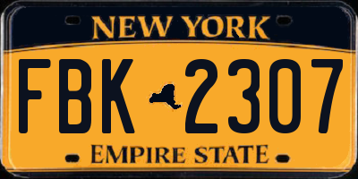 NY license plate FBK2307