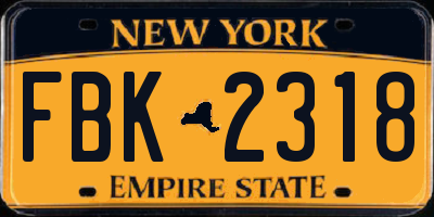 NY license plate FBK2318