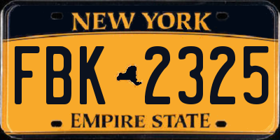 NY license plate FBK2325