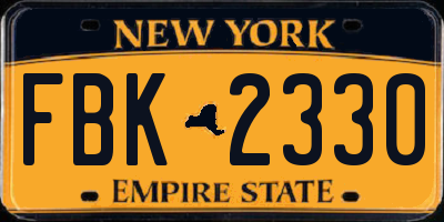 NY license plate FBK2330