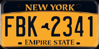 NY license plate FBK2341