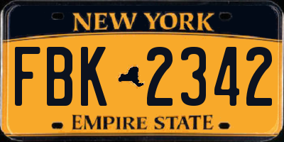 NY license plate FBK2342