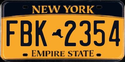 NY license plate FBK2354