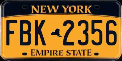 NY license plate FBK2356