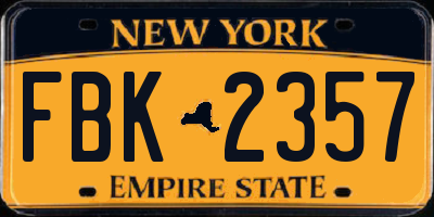 NY license plate FBK2357