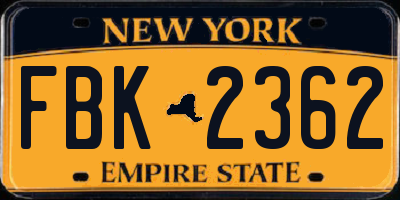 NY license plate FBK2362