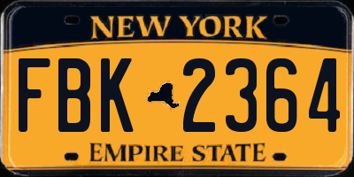 NY license plate FBK2364