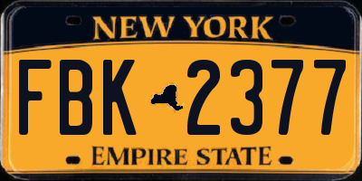 NY license plate FBK2377