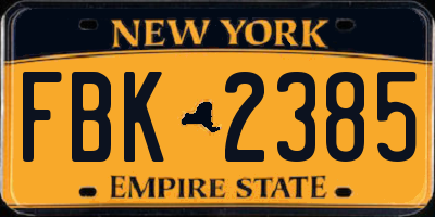 NY license plate FBK2385
