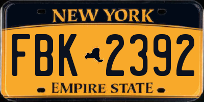 NY license plate FBK2392
