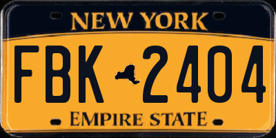 NY license plate FBK2404