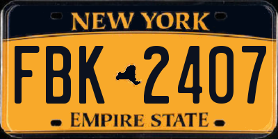 NY license plate FBK2407