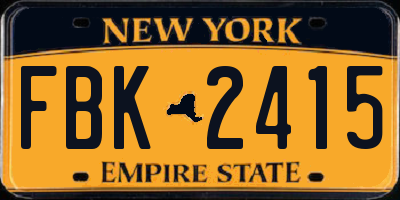 NY license plate FBK2415