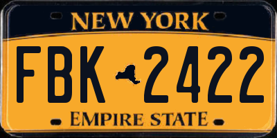 NY license plate FBK2422