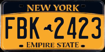 NY license plate FBK2423