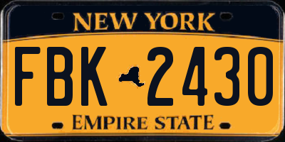 NY license plate FBK2430