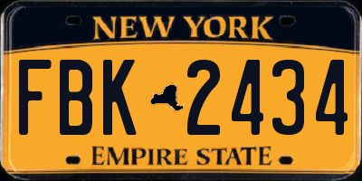 NY license plate FBK2434