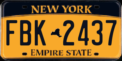 NY license plate FBK2437
