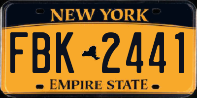 NY license plate FBK2441