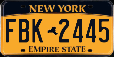 NY license plate FBK2445