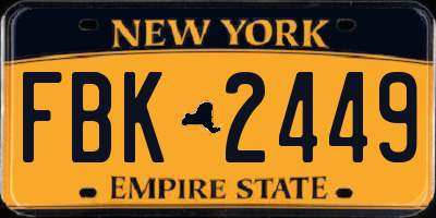 NY license plate FBK2449