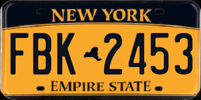 NY license plate FBK2453