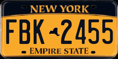 NY license plate FBK2455