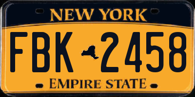 NY license plate FBK2458